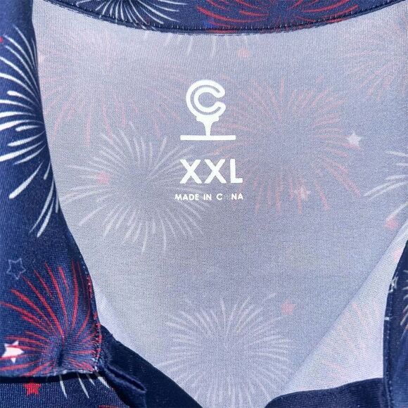 Caddy Cart Men's Performance Polo Shirt Fireworks Print 2XL Multicolor - Picture 4 of 7